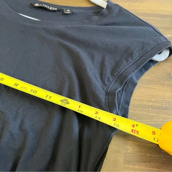 Athleta Black Short Sleeve Dress Ruched Slimming Tee Active M Medium - Picture 4 of 8